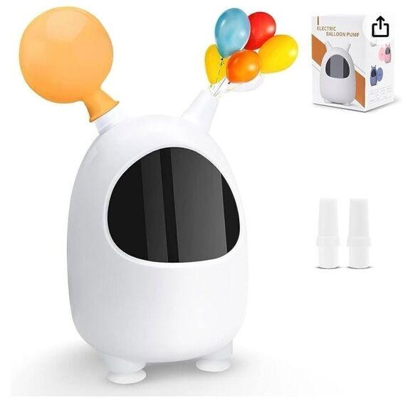 Electric Balloon Pump, Portable Balloon Inflator w 2 Nozzles for Birthday Party - Picture 1 of 9